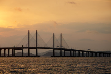 Fototapeta na wymiar Penang Second Bridge in morning.