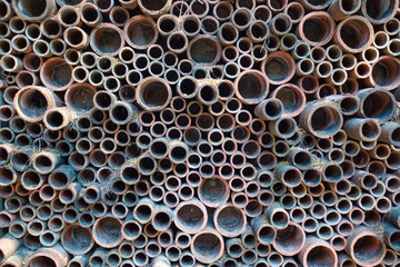 Amazing beautiful ceramic patterns rich in wonderful colors and shapes in the garden of the Tao Hong Tai Ceramics Factory in Ratchaburi