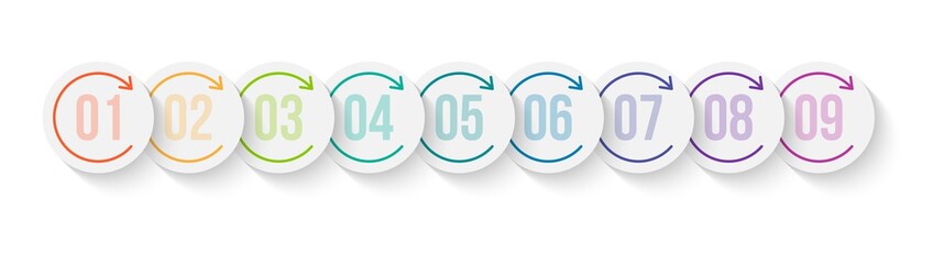 Minimal Business Infographics template. Timeline with 9 steps, options and marketing icons .Vector linear infographic with nine conected elements. Can be use for presentation.