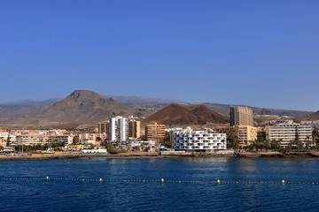 Fototapeta na wymiar January 31 2020 - Harbor in San Sebastian, Tenerife, Canary Islands in Spain: Port from the Sea