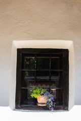 The window and a flower pot on an isolated background.