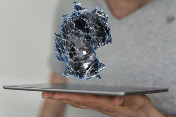 map of Germany. Wire frame 3D mesh polygonal network line, design.