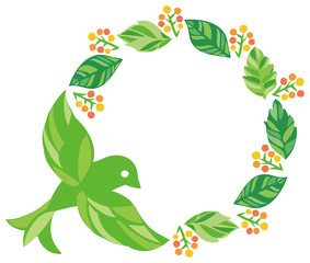 植物　鳥　フレーム