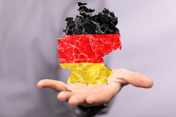 Abstract of germany map network, internet and global connection concept, Wire Frame 3D