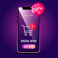 Online delivery phone concept. Fast respond delivery on mobile. Online shopping . Vector illustration