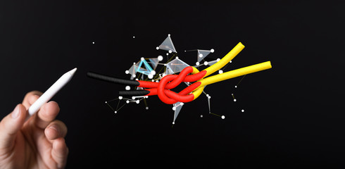 Abstract of germany map network, internet and global connection concept, Wire Frame 3D