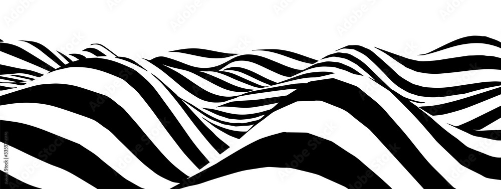 Aufkleber black and white abstract wave. optical illusion. twisted vector illustration.