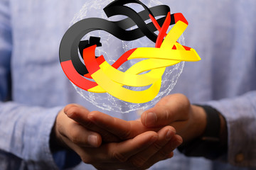 Abstract of germany map network, internet and global connection concept, Wire Frame 3D