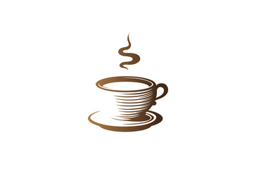 Creative Brown Coffee Mug Logo Symbol Design Vector Illustration