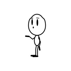 The man is saying something. Cartoon character. Vector line illustration on a white background.