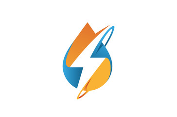 Creative Colorful Drop Thunder Logo Symbol Design Vector Illustration