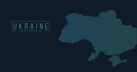 Obraz premium Ukraine country map backgraund made from abstract halftone dot pattern. Vector illustration isolated on background