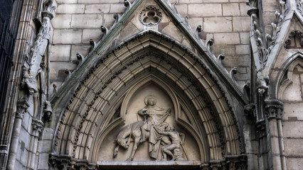 detail of the facade of the cathedral of notredame