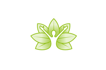 Creative Green Leaves Human Silhouette Logo Symbol Design Vector Illustration