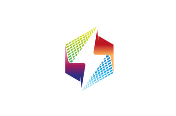 Creative Abstract Colorful Hexagon Thunder Logo Symbol Design Vector Illustration