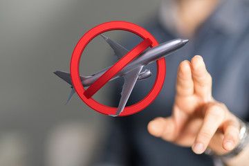 No flying symbol on white background with prohibit sign vector on isolated white background.