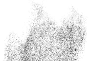 Black grainy texture isolated on white background. Dust overlay. Dark noise granules. Digitally generated image. Vector design elements. Illustration, Eps 10.