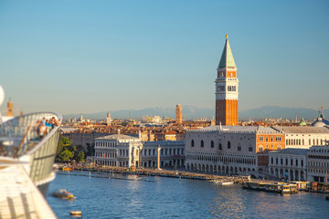 Fototapeta na wymiar Doge's Palace and campanile of St. Mark’s in Venice, Italy