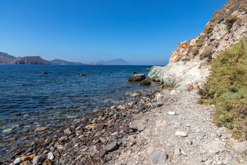 Rocks and cliffs in Klima beach