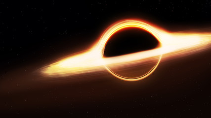 black hole and a disk of glowing plasma. Supermassive singularity in outer space, - 335576861