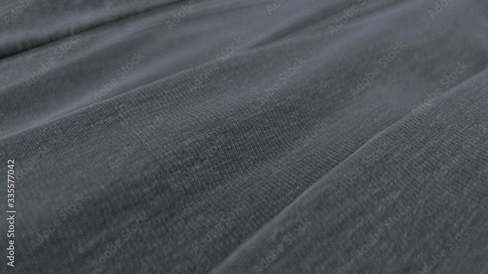 Poster abstract background with black cloth surface, the minimalistic concept with the depth of field, 3d i
