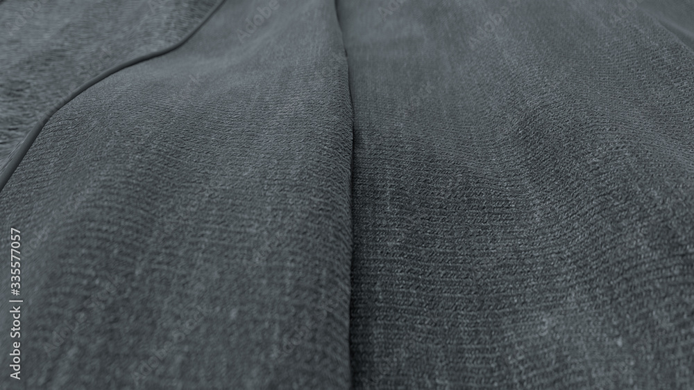 Poster abstract background with black cloth surface, the minimalistic concept with the depth of field, 3d i