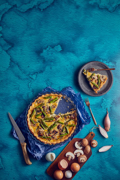Asparagus and mushroom vegetaraan quiche