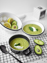 Refreshing avocado and herb cold soup