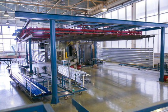 Industrial plant for production of metal profile for windows