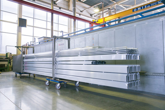 Industrial plant for production of metal profile for windows