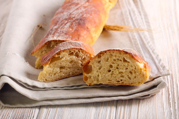 Homemade bread, Italian baguette