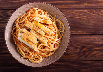 Spaghetti with chicken breast