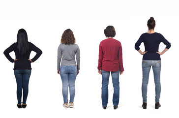Naklejka premium group of woman from behind on white background