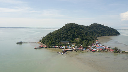 Fototapeta na wymiar Aerial view fishing village at Pulau Aman Island.