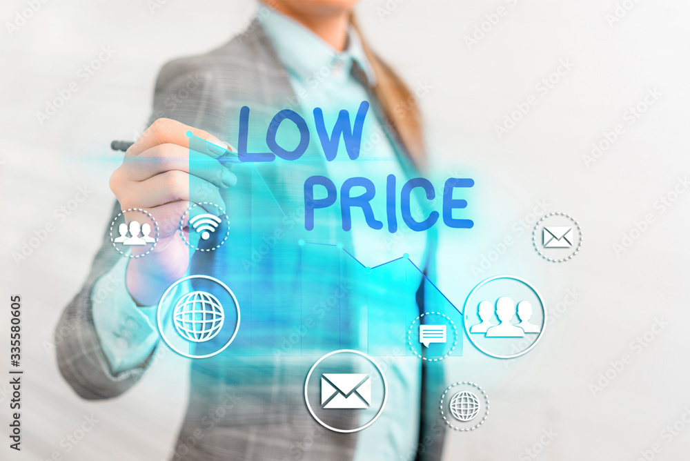 Poster conceptual hand writing showing low price. concept meaning price are the lowest in relation to other