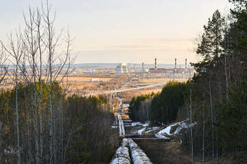 heating main from a power plant in the valley