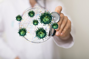 Virus abstract background. protection Genetics Bacteriological Microorganism..