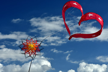 Fototapeta premium Red kite in the shape of a heart