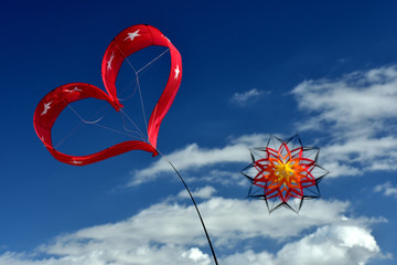 Red kite in the shape of a heart
