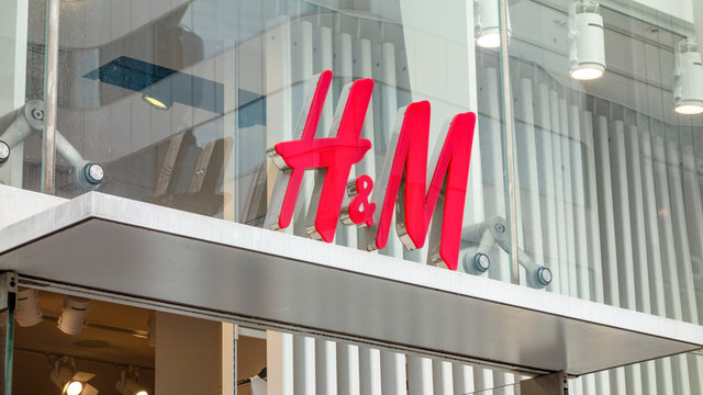 Tokyo, Japan - April 1 2015.  H&M store sign. H&M is a Swedish multinational clothing-retail company.                      