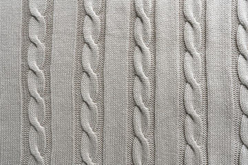 Texture gray knitted fabric with a pattern