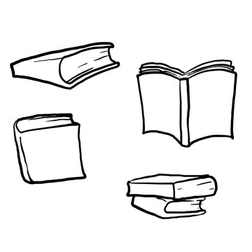 hand drawn Book icon set in thin line style doodle style