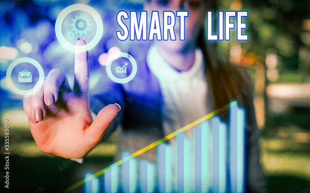 Poster handwriting text writing smart life. conceptual photo approach conceptualized from a frame of preven