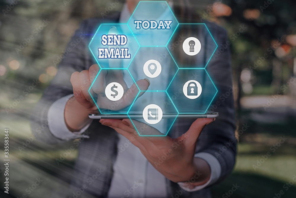 Poster word writing text send email. business photo showcasing the system for using computers to send messa
