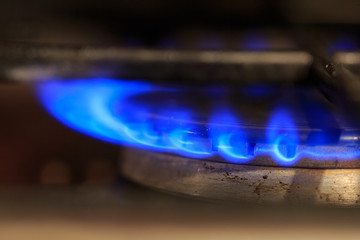 Old gas burner, blue gas flameOld gas burner, blue gas flame