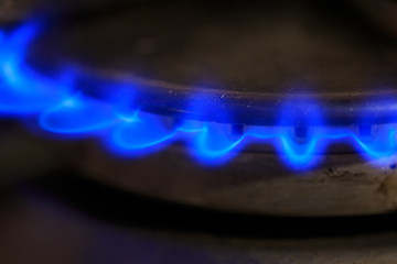 Old gas burner, blue gas flameOld gas burner, blue gas flame