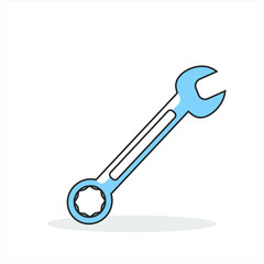 spanner blue for repair work fixing on white background vector
