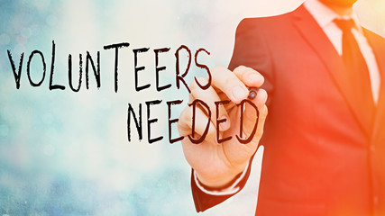 Word writing text Volunteers Needed. Business photo showcasing need work or help for organization...