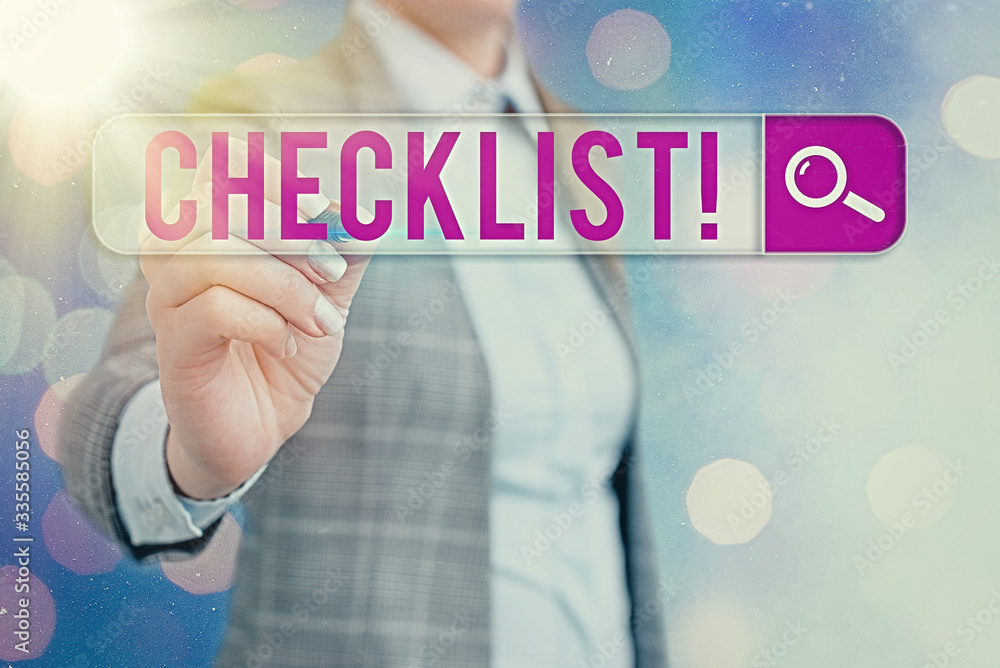Poster word writing text checklist. business photo showcasing list items required things be done or points 