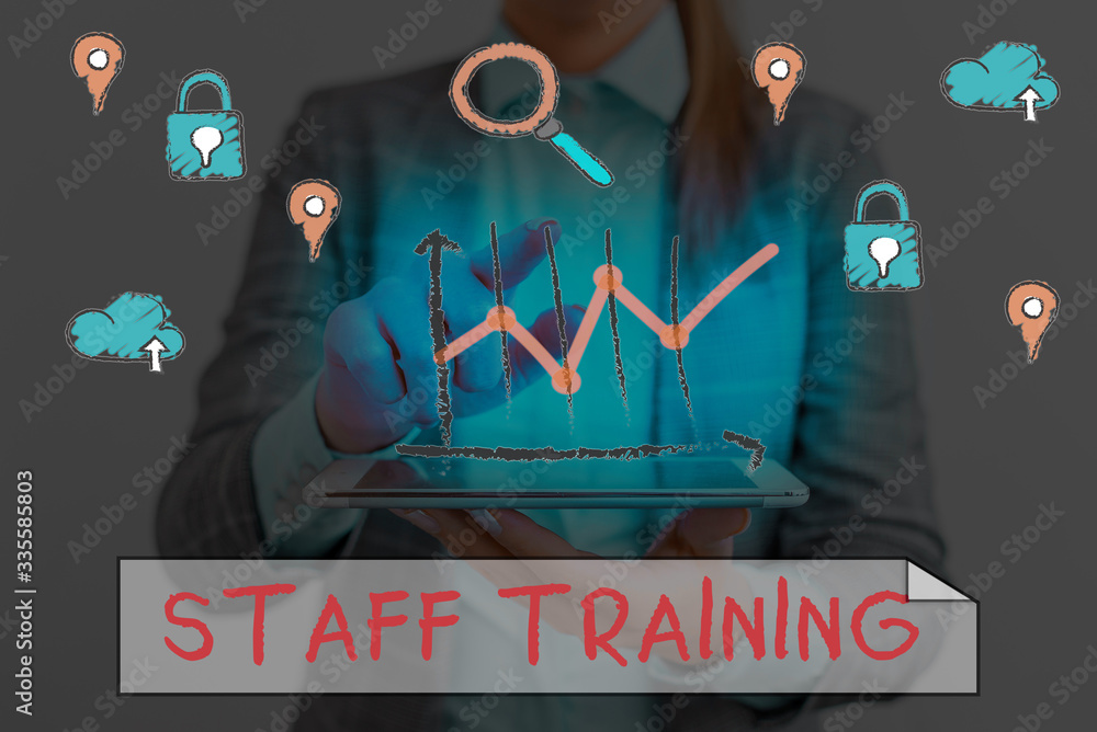 Aufkleber handwriting text writing staff training. conceptual photo program that helps employees learn specifi